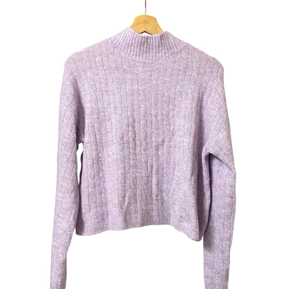 Jessica Simpson lavender purple high neck soft knit crop sweater size medium